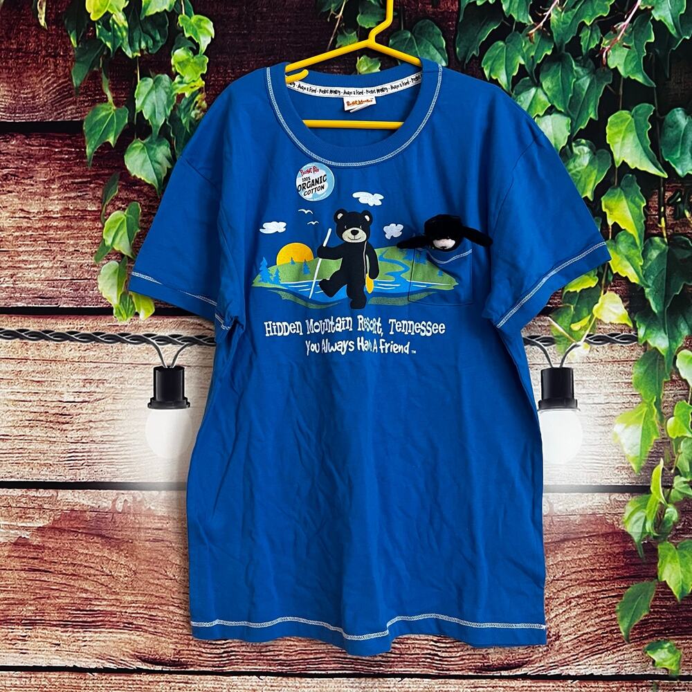 Pocket Pals Bear T Shirt Kids Large Boys Youth Hidden Mountain Tennessee Hiking
